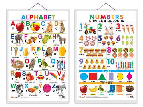 Set of 3 | 2 IN 1 PHONICS 1 AND PHONICS 2, 2 IN 1 HINDI VARNMALA AND BAARAHKHADEE and 2 IN 1 BENNY IS BORED AND BENNY IS LONELY Early Learning Educational Charts for Kids