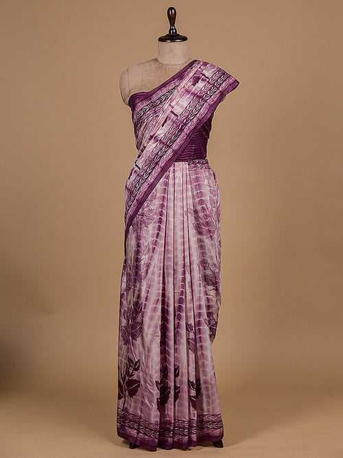 Pink Cotton Tussar Printed Saree