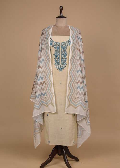 Beige Linen Dress Material