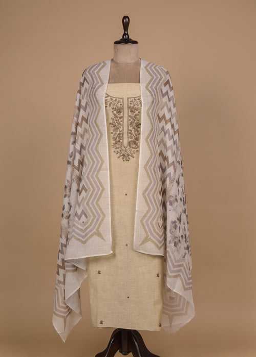 Beige Linen Dress Material