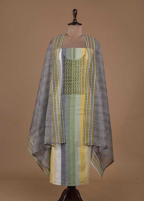 Multicoloured Handloom Cotton Dress Material