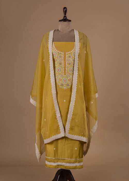 Yellow Cotton Dress Material