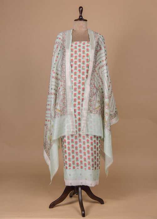 Grey Chanderi Dress Material