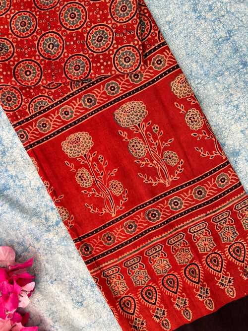 Natural Dyes Hand Block Ajrakh Dupatta