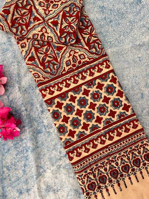 Natural Dyes Hand Block Ajrakh Dupatta