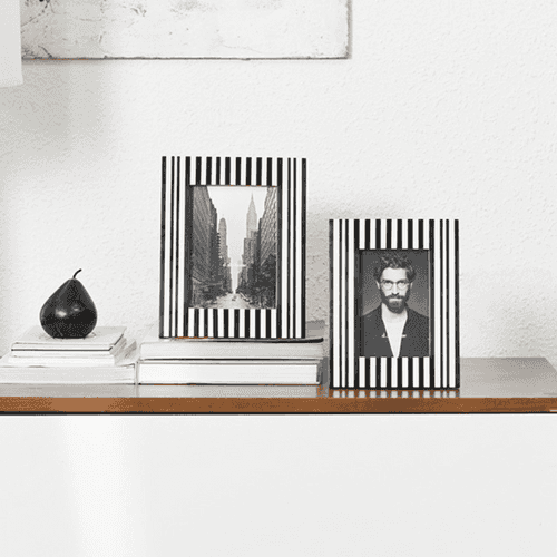 Black And White Striped Cattle Bone Photo Frame