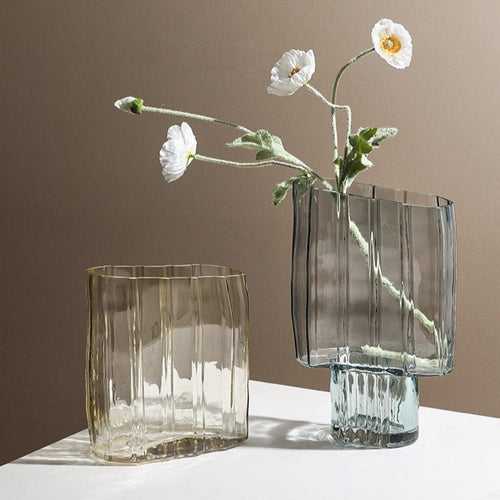 Gray Transparent Vertical Glass Vase