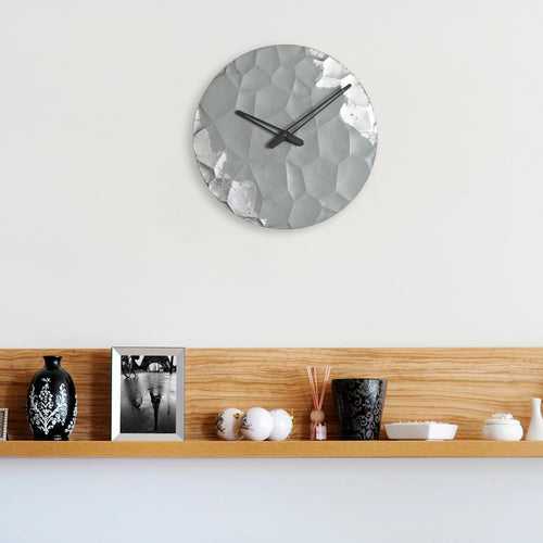 Lux 12" Round Pattern Clock - Grey & Silver