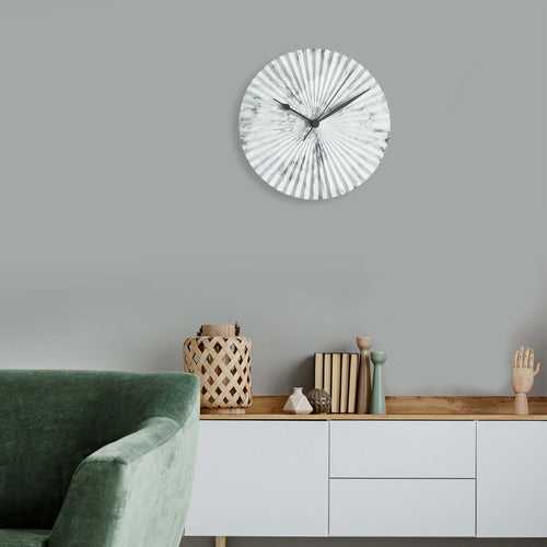 Lux 9" Round Pattern Clock - White & Grey