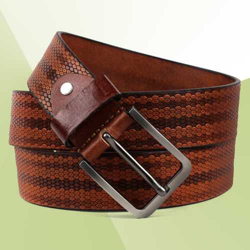 Ficuster Men Brown Grain Leather Belt