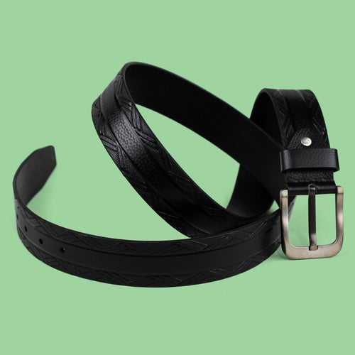 Ficuster Men Black Grain Leather Belt