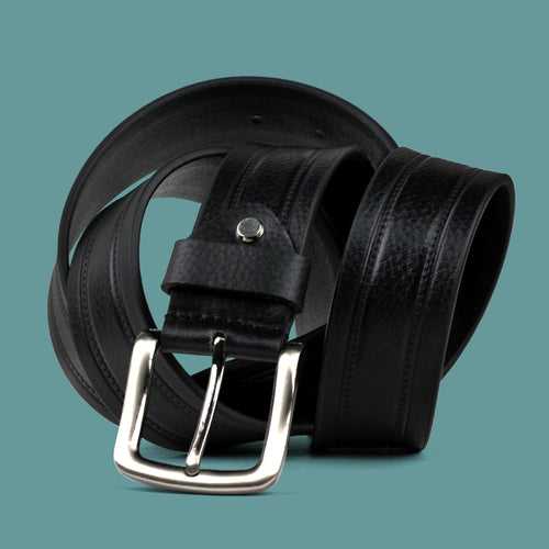 Ficuster Men Black Grain Leather Belt