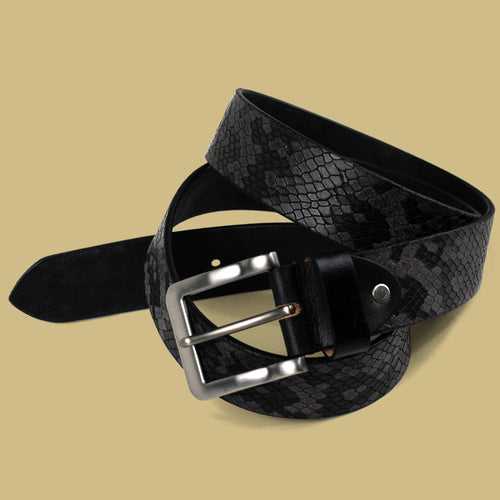 Ficuster Men Black Genuine Leather Belt