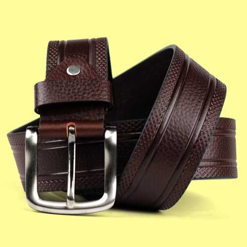 Ficuster Men Dark Brown Genuine Leather Belt