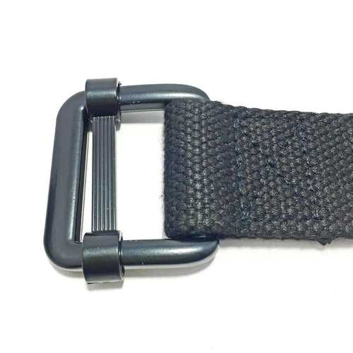 Ficuster Unisex Metal Buckle Black Cotton Canvas Belt