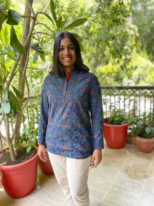 Ittar Handprinted Ajrakh Shirt Kurti