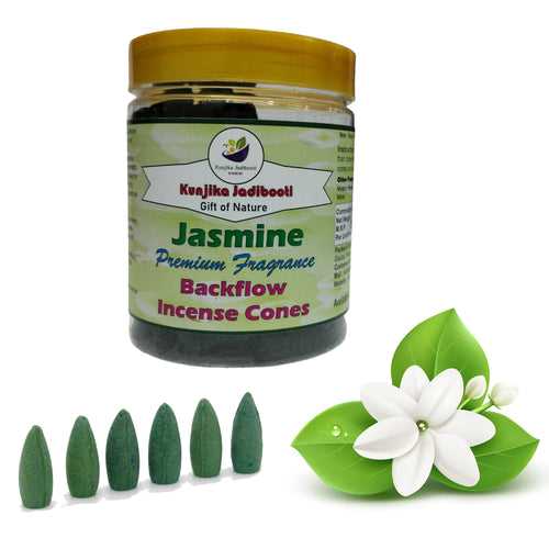 Kunjika Jadibooti Premium Scented Backflow Incense Dhoop /Cone | No Charcoal No Bamboo | for Pooja, Rituals & Special Occassions, Smoke Fountain, Jasmine Fragrance - 200 Gms