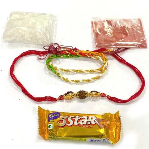 Handmade Rudraksha Gemstone Rakhi Raksha bandhan Chocolate combo - Beautiful Rakhi RK6