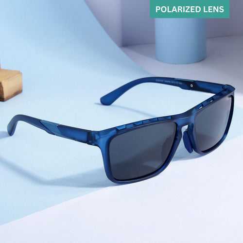 Hawk Blue Black Polarized Rectangle TR90 Sunglasses