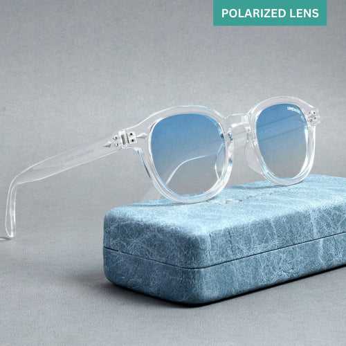 Hustler Clear Blue Gradient Polarized Round Sunglasses