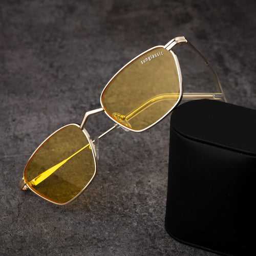 Andreas Yellow Gold Edition Trapezoid Sunglasses