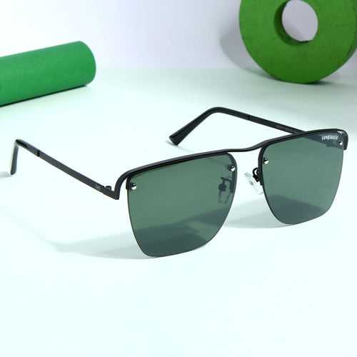 Heldish. Black Green Square Sunglasses