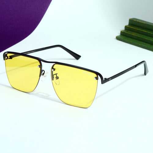 Heldish. Black Yellow Square Sunglasses