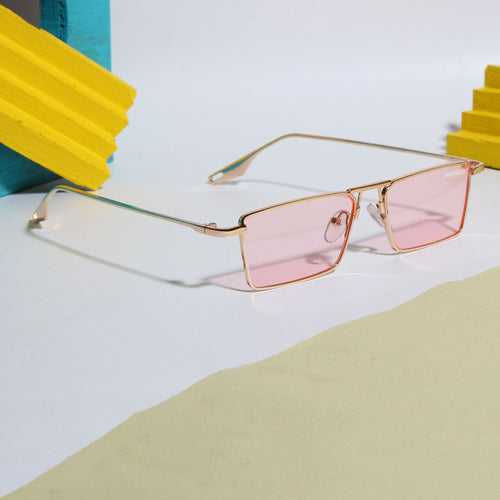 Rebel Gold Pink Rectangle Sunglasses
