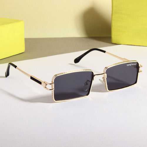 Walker Gold Black Rectangle Sunglasses