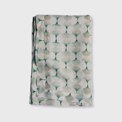 Cove Teal Linen Table Cover