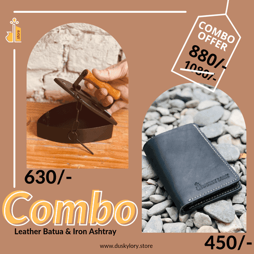 Leather Batua & Iron Ash Tray Combo