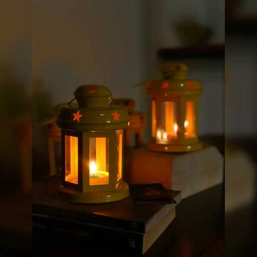 Set of 4 Lantern | Lantern Lamp | Decor Lanterns | Lanterns for Candles | Hanging Decorative lanterns | Colour- Yellow