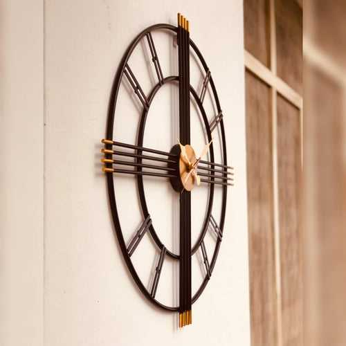 Black and Golden Wall Clock | 26 Inche