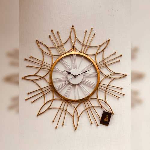 Golden & White Wall Clock | 25 Inch