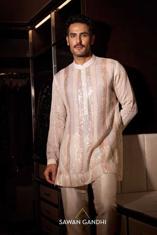 Ivory multicolur shimmier kurta