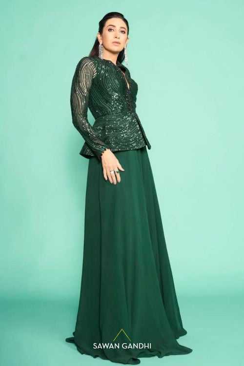 Karisma kapoor in Green sequins peplum