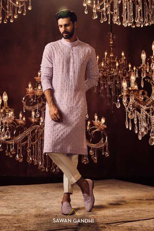 Lilac chikankari kurta