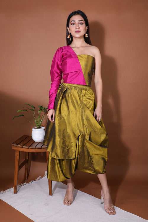 Draped silk skirt