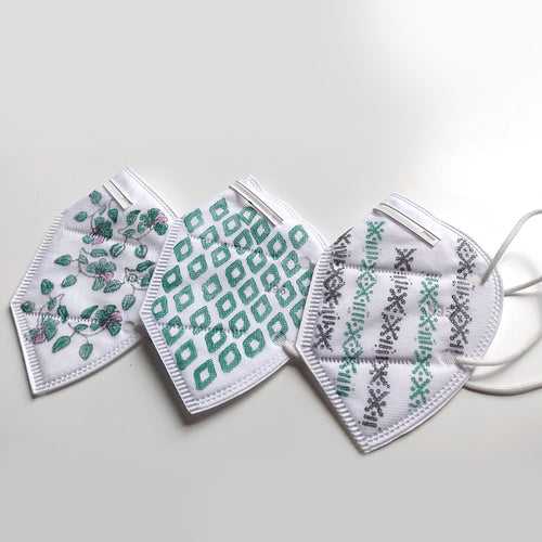 Block printed N-95 mask - Set of 3 assorted masks