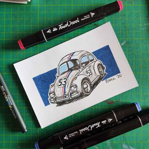 Herbie 6" x 4" Original Pen and Marker Art