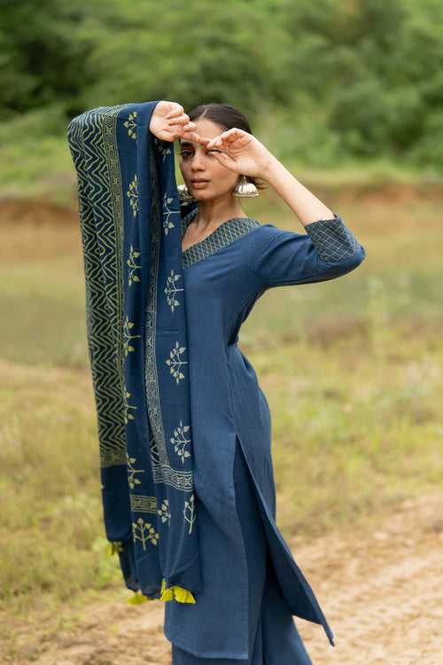 Indigo Blue Kurta Set with Dupatta