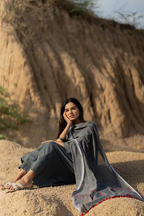 Fossil Grey Kurta Set with Dupatta