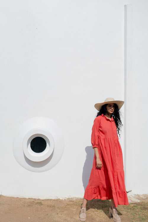 Coral Tiered Dress