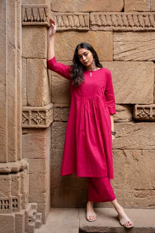 Hibiscus pink Kurta set