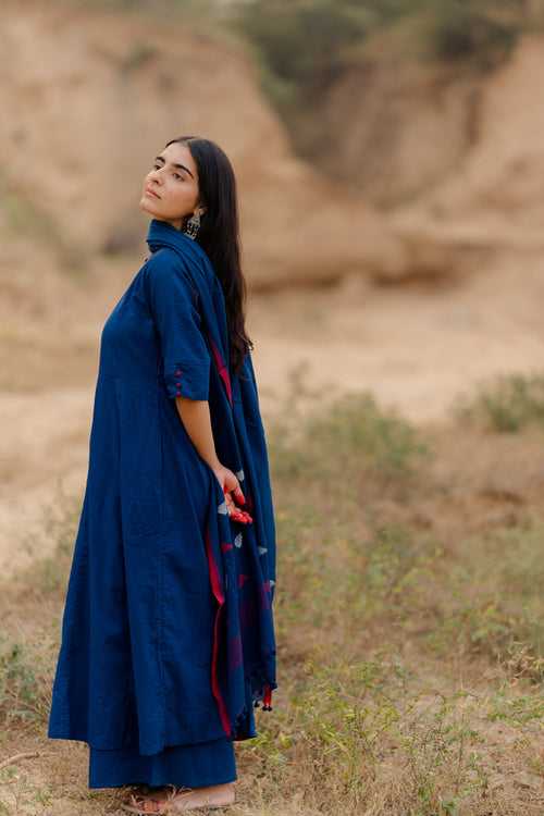 Egyptian blue Kalidaar Kurta Set