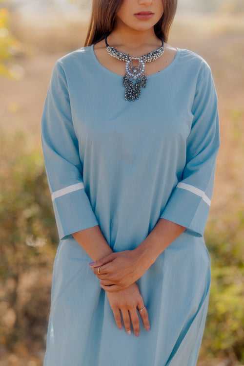 Aqua blue kurta set