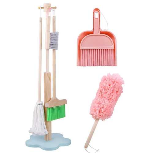 Wooden Cleaning Stand Pink