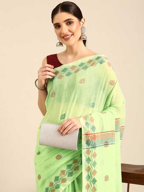 Green Jamdani Cotton Saree