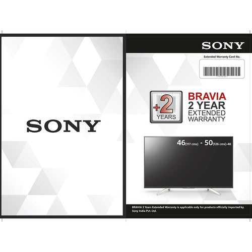 SONY BRAVIA +2 Year Extended Warranty-117cm (46) – 126cm(50) 4K