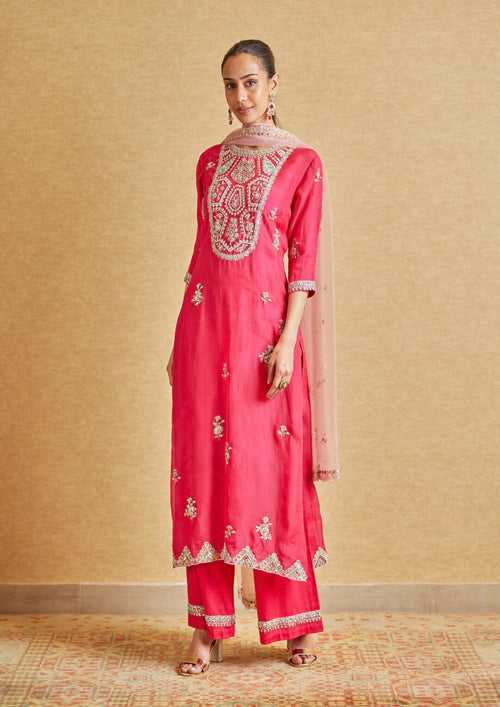 Scarlet Embroidered Staight Kurta